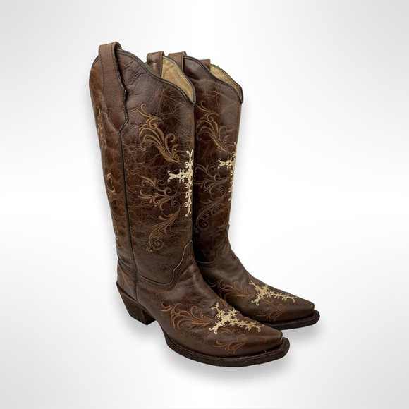 CIRCLE G by CORRAL pre distressed cowboy boots - Picture 1 of 6